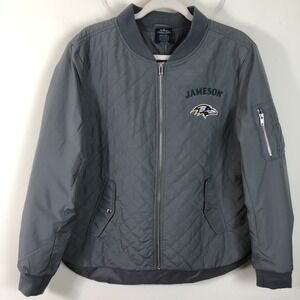 Baltimore Ravens Charles River Apparel Quilted Boston Flight Jacket Women L Gray
